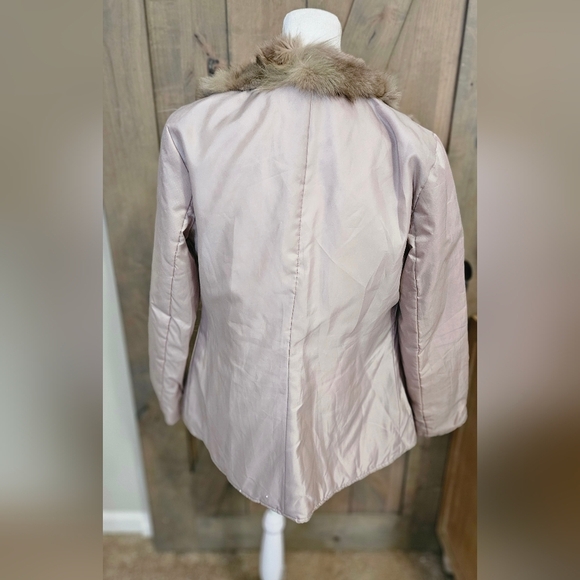 ON & ON Real Fox Fur Trim Sheen Pale Pink Winter Jacket. Size S/M - Picture 9 of 16